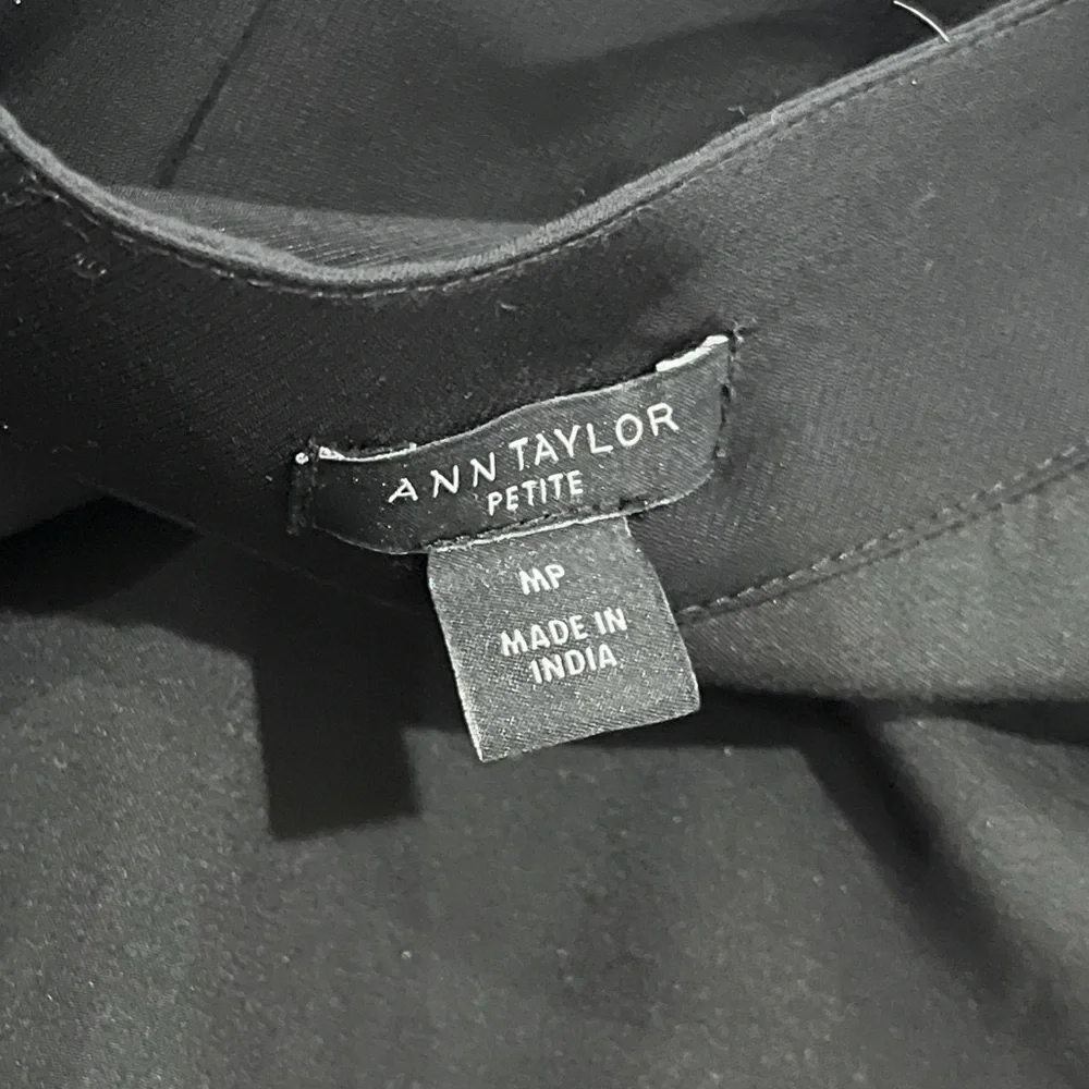 Ann Taylor Black Twill Button Front Midi Dress Size Medium Petite - Picture 10 of 11